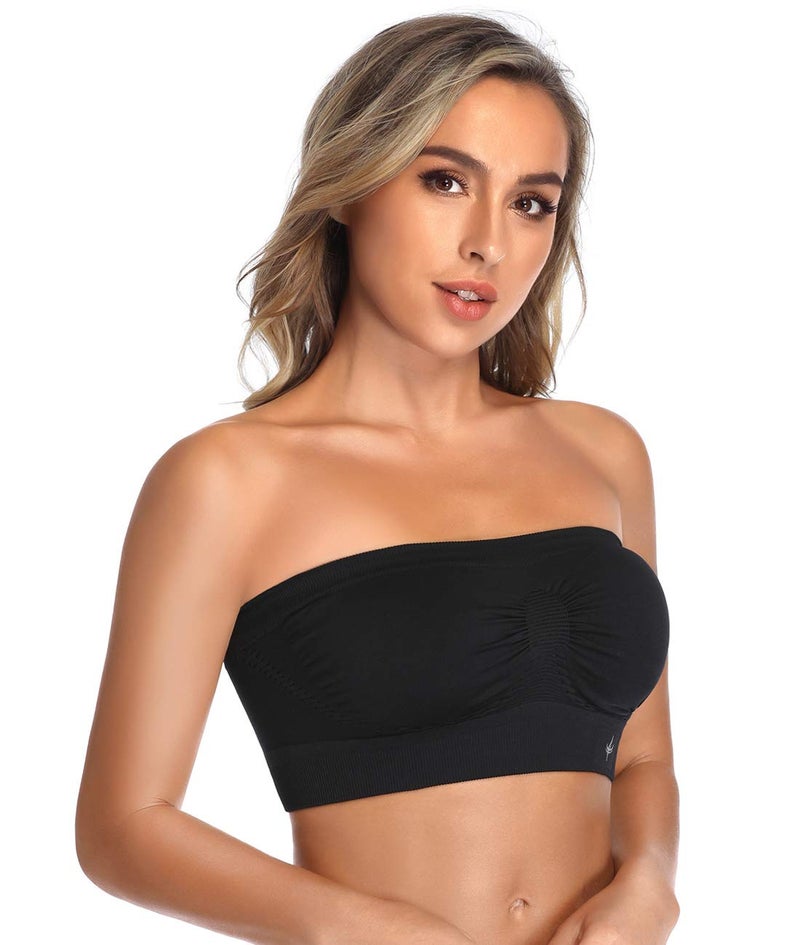 ANGOOL Strapless Comfort Wireless Bra with Slip Silicone Bandeau Bralette Tube Top 1Pack Black - Image 4